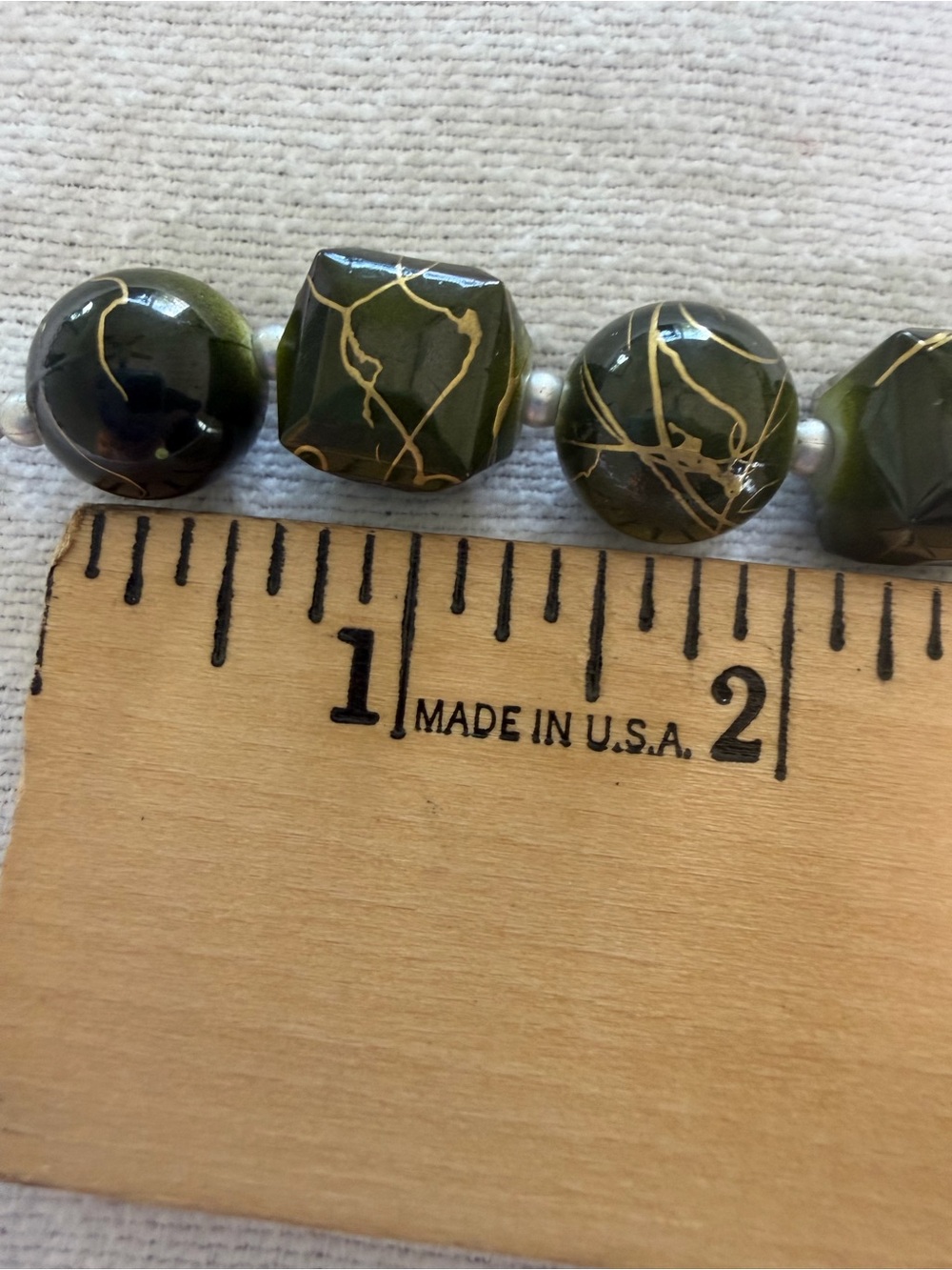 Bold Olive Green & Black Art Glass Beaded Statement Boho Necklace - Picture 3 of 6